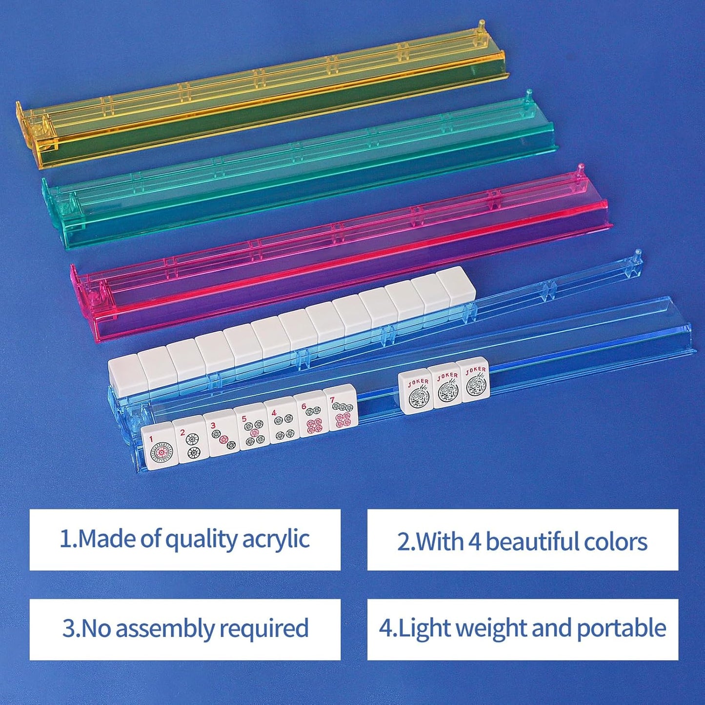 Mahjong All-in-One Tile Rack & Pusher(4PCS)