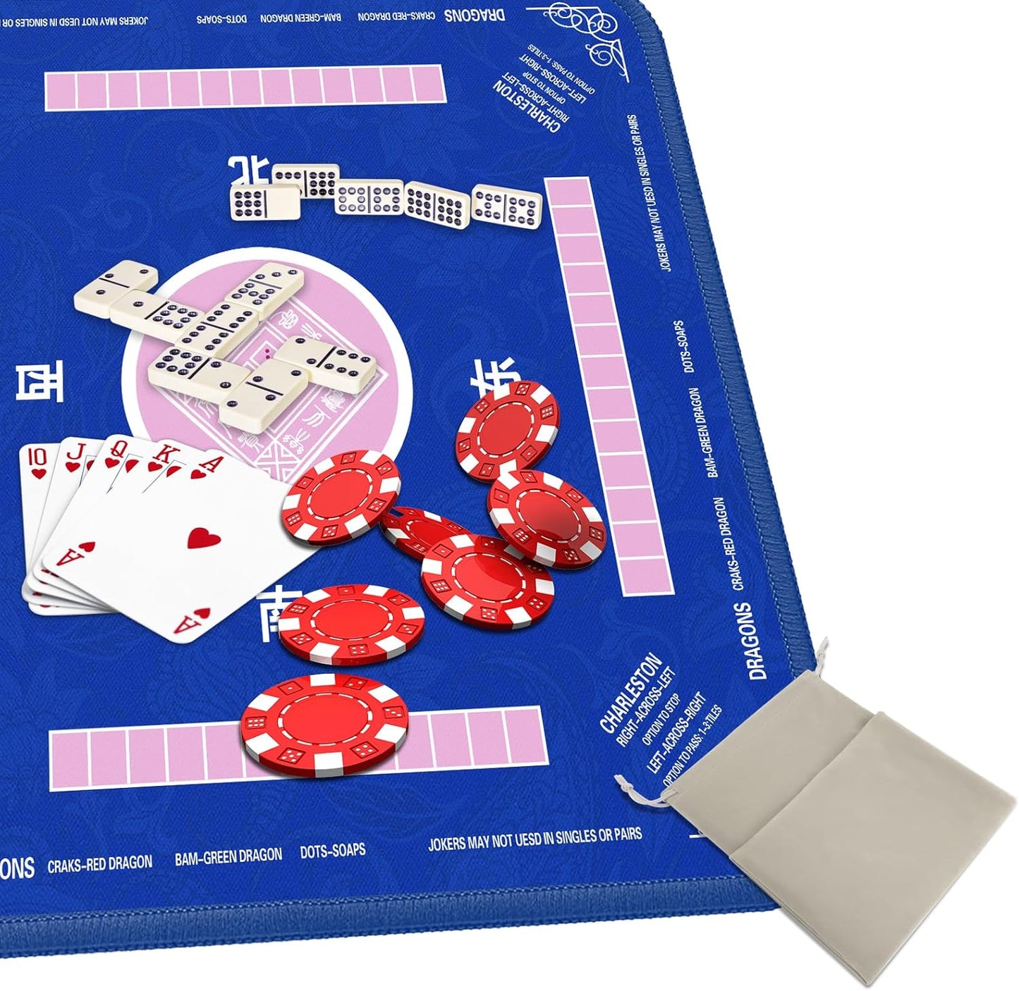 Mahjong Mat - Non-Slip Noise Reduction Gaming Mat 32.4x32.4 Inch